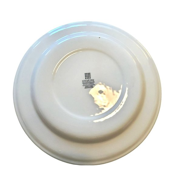 Steelite Bread and Butter Salad Plate England Cream Burgundy Green Trim Dh744 - Picture 3 of 4